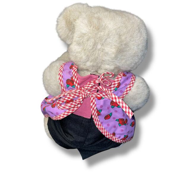 Vintage Vermont Teddy Bear Plush Apron Jointed Arms Legs USA 1992 Nursery 18" - Picture 6 of 10
